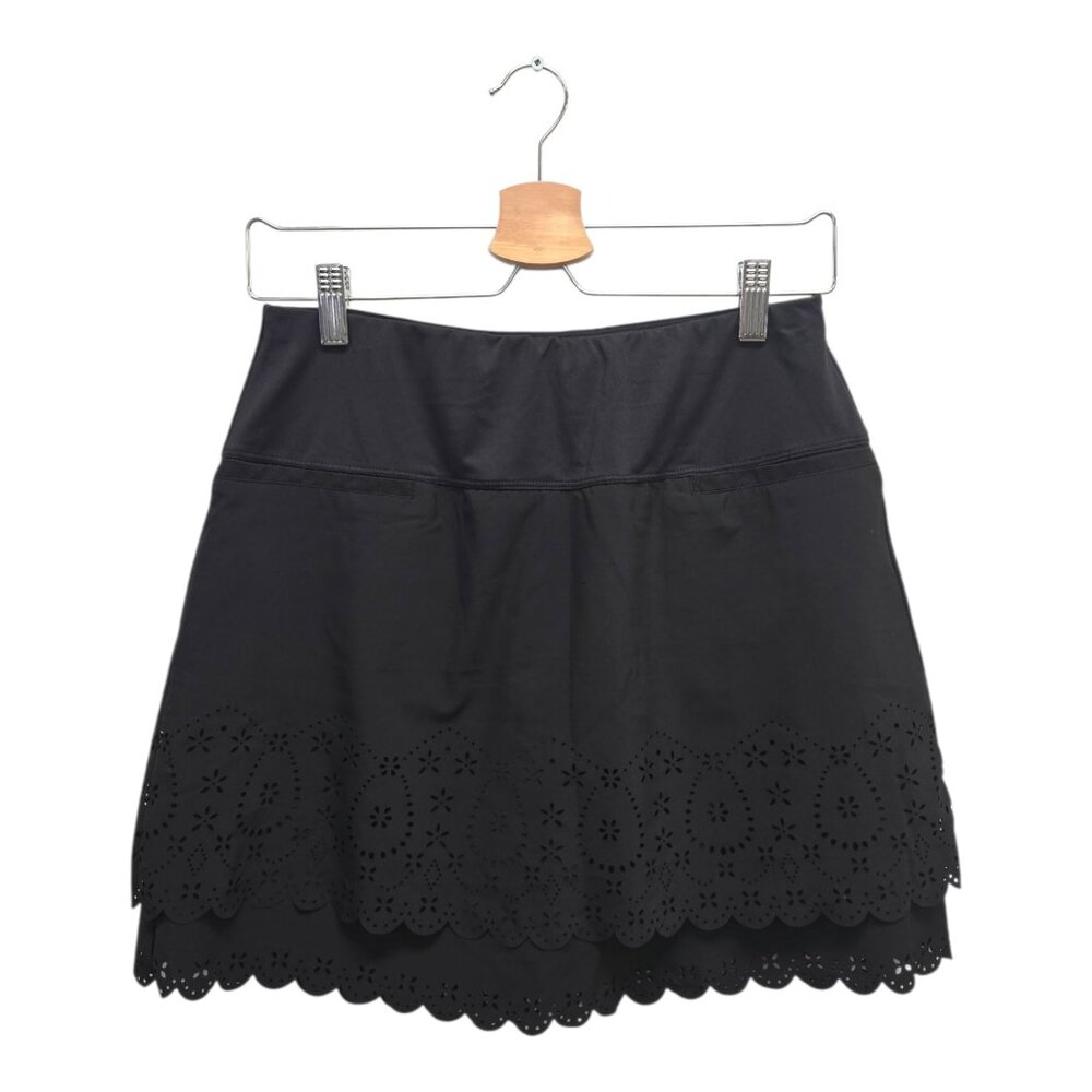 Lucky In Love Women’s Laser Bloom Tier Golf Skort Small Black NWT